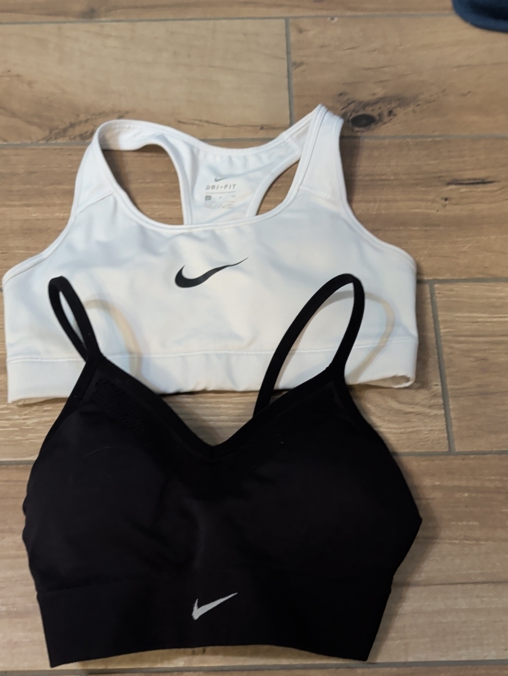 Lot Of TWO Nike White Racerback & Black Slim-Strap Sports Bra Duo Size Small